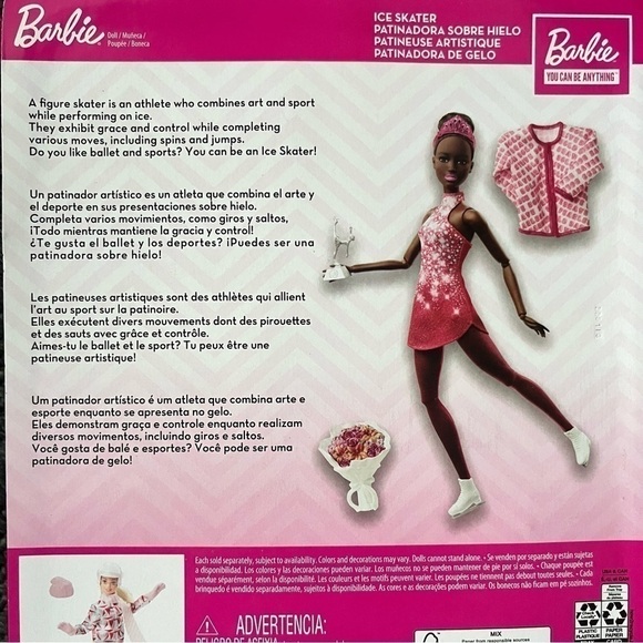 BARBIE doll Ice Skater African American Black You Can Be Anything 12 inch - Picture 5 of 7